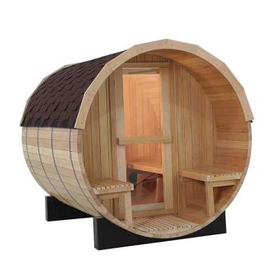 Canadian Hemlock wooden sauna room luxury barrel sauna house for family use outdoor sauna spa