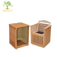 Mini hemlock sauna half bath wooden room